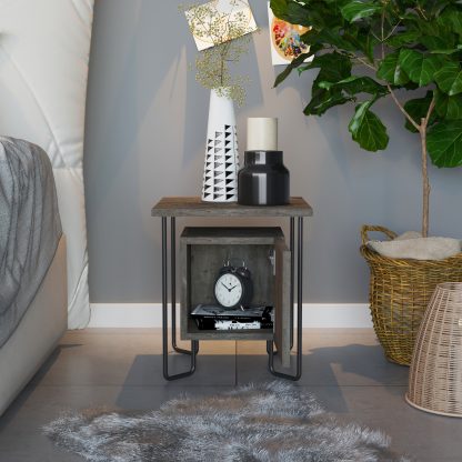 Acres Modern Bedside Table Dark Coffee 40cm Wide - Image 8