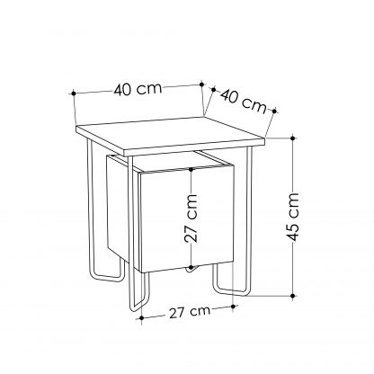 Acres Modern Bedside Table White 40cm Wide - Image 2