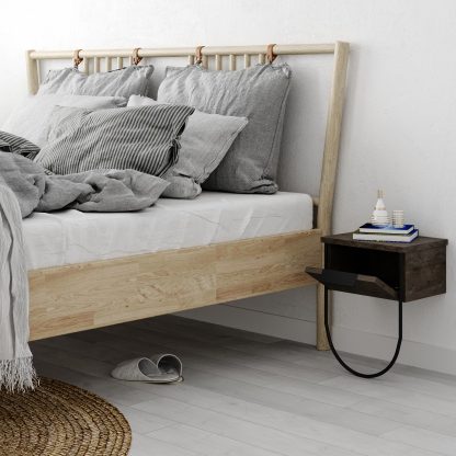 Norfolk Modern Bedside Table Dark Coffee 33cm Wide - Image 3