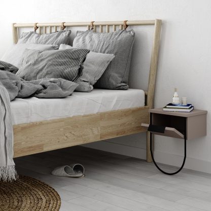 Norfolk Modern Bedside Table Mocha Grey 33cm Wide - Image 3