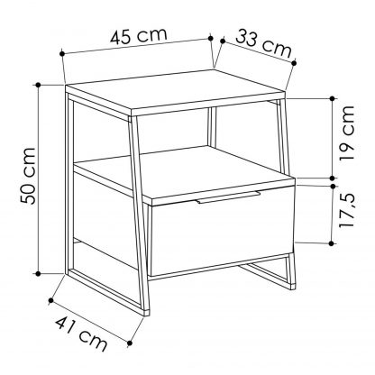 Pal Modern Bedside Table With Drawer Mocha Grey 45cm Wide - Image 2