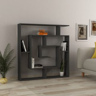 Labirent Modern Bookcase Display Unit Anthracite Grey 129cm High