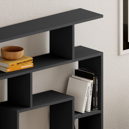 Labirent Modern Bookcase Display Unit Anthracite Grey 129cm High - Image 4