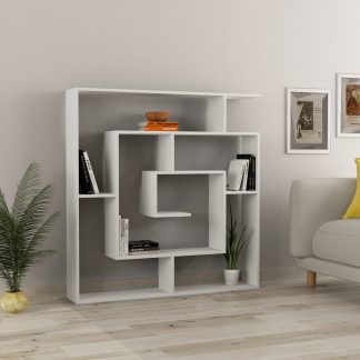 Labirent Modern Bookcase Display Unit White 129cm High