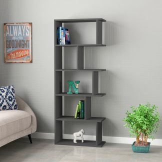 Tapi Modern Bookcase Display Unit Anthracite Grey Tall 159cm