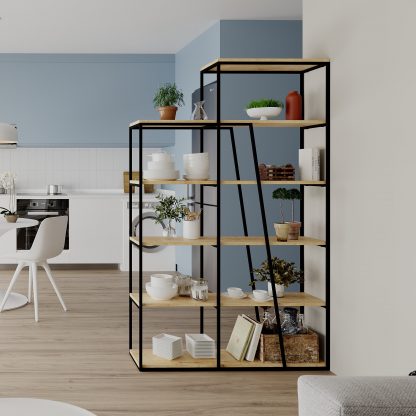 Pal Modern Bookcase Display Unit Natural Oak Effect Tall 178cm - Image 4