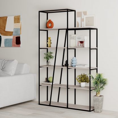 Pal Modern Bookcase Display Unit Mocha Grey Tall 178cm - Image 12