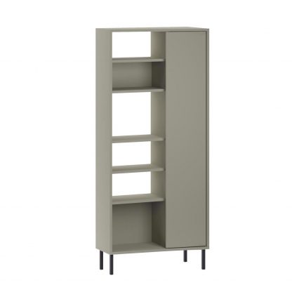 Frem Curved 5 Tier Tall Bookcase with 1 Door – Ash Green – 175.5 cm - Image 3