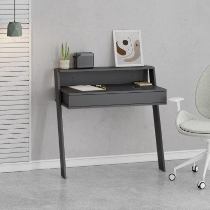 Cowork Modern Desk Anthracite Grey Wall Mounted With Drawer 94cm Wide - Image 5