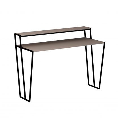 Pal Modern Study Desk Mocha Grey With Monitor Stand 124cm Wide - Image 3