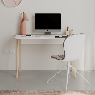 Luton Modern Desk White Mocha Grey 120cm Wide