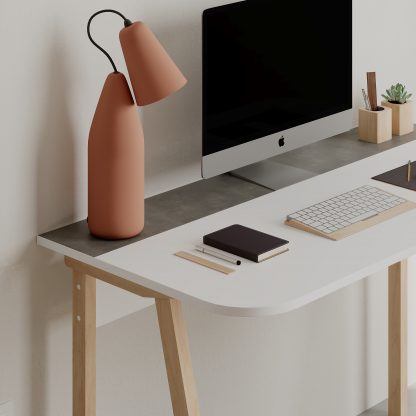 Luton Modern Desk White Retro Grey 120cm Wide - Image 4