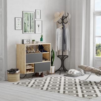 Norfolk Shoe Cabinet Oak Anthracite Grey