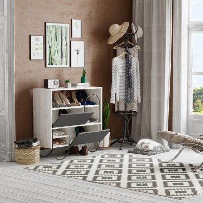 Norfolk Shoe Cabinet Ancient White Anthracite Grey - Image 4