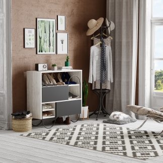 Norfolk Shoe Cabinet Ancient White Anthracite Grey