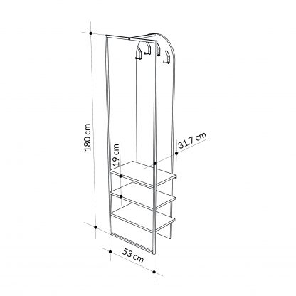 Modern Archy Hall Stand Coat Rack with Shoe Storage 180cm High Retro Grey - Image 2