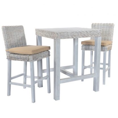 Maya Rattan Bar Table - Whitewash - Image 2