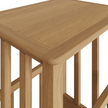 Taberno Oak Magazine Rack Turntable Stand Natural Oak - Image 5