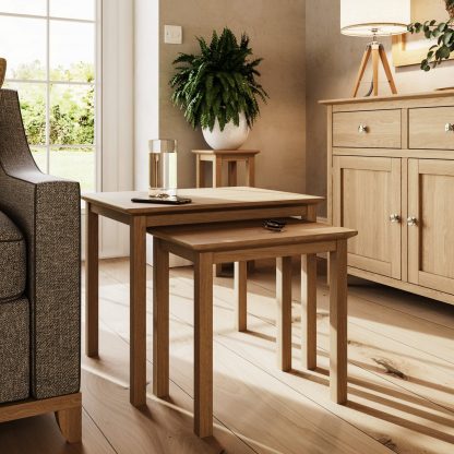 Taberno Oak Nest Of 2 Tables Natural Oak