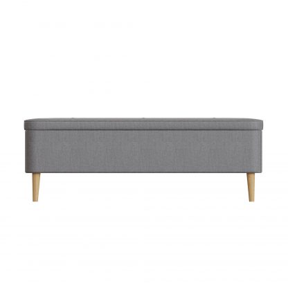 Grey Linen Ottoman Storage Bench With Solid Wooden Legs - Image 13