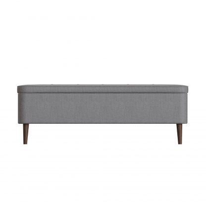 Grey Linen Ottoman Storage Bench With Solid Wooden Legs - Image 5