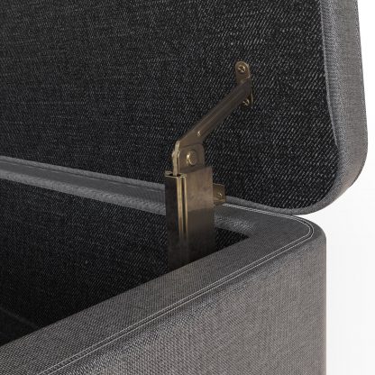 Grey Linen Ottoman Storage Bench With Solid Wooden Legs - Image 7