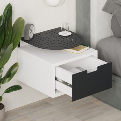 Modern Oslo Nightstand  Bedside Table with Drawer White - Image 4