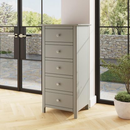 Palma 5 Drawer Chest of Drawers Pale Grey - Image 3
