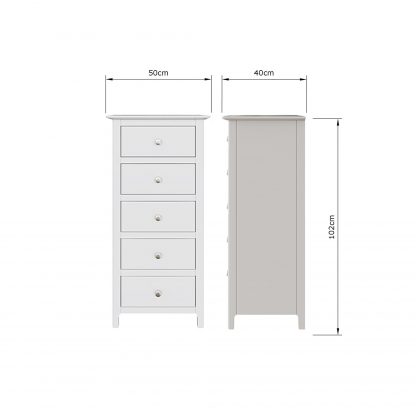 Palma 5 Drawer Chest of Drawers Pure White - Image 2