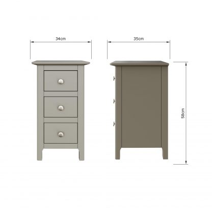Palma 3 Drawer Bedside Cabinet Pale Grey - Image 2
