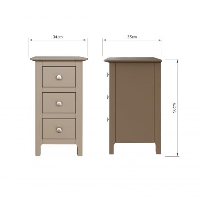 Palma 3 Drawer Bedside Cabinet Putty - Image 2
