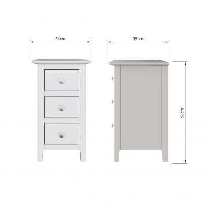 Palma 3 Drawer Bedside Cabinet Pure White - Image 3