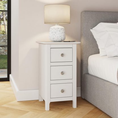 Palma 3 Drawer Bedside Cabinet Pure White - Image 2