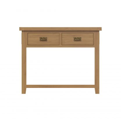 Robus Solid Oak Console Table 2 Drawer - Image 7