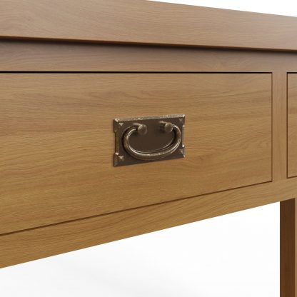 Robus Solid Oak Console Table 2 Drawer - Image 8