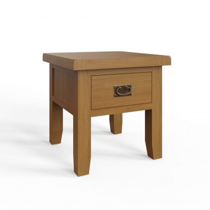 Robus Solid Oak 1 Drawer End Side Table Fully Assembled - Image 3