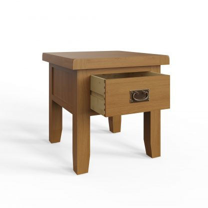Robus Solid Oak 1 Drawer End Side Table Fully Assembled - Image 4
