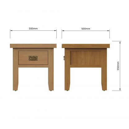Robus Solid Oak 1 Drawer End Side Table Fully Assembled - Image 2