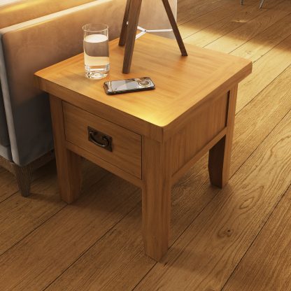 Robus Solid Oak 1 Drawer End Side Table Fully Assembled - Image 10