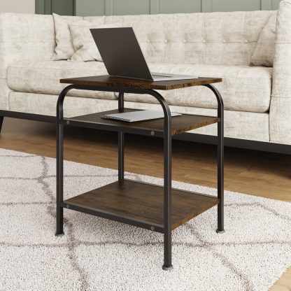 Industrial Urban Design 3 Tier Side or End Table. Black Metal Frame. - Image 4