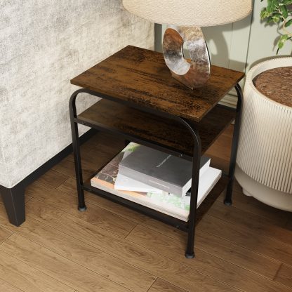 Industrial Urban Design 3 Tier Side or End Table. Black Metal Frame. - Image 3