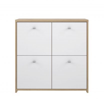 Best Chest 4 Door Storage Cabinet White & Oak - Image 4
