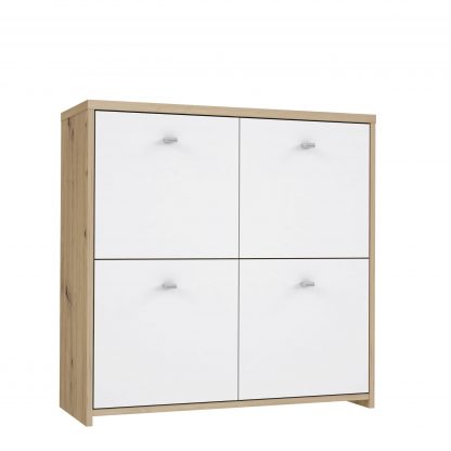 Best Chest 4 Door Storage Cabinet White & Oak - Image 7