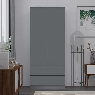 FWStyle Stora 2 Door 2 Drawer Combination Wardrobe - Matt Dark Grey
