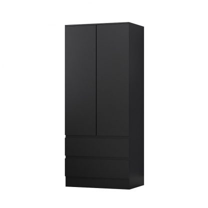 FWStyle Stora 2 Door 2 Drawer Combination Wardrobe - Matt Black - Image 5