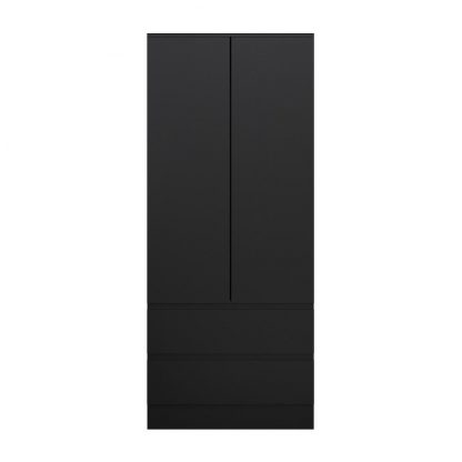 FWStyle Stora 2 Door 2 Drawer Combination Wardrobe - Matt Black - Image 4