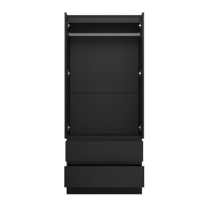 FWStyle Stora 2 Door 2 Drawer Combination Wardrobe - Matt Black - Image 3