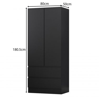 FWStyle Stora 2 Door 2 Drawer Combination Wardrobe - Matt Black - Image 2
