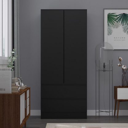 FWStyle Stora 2 Door 2 Drawer Combination Wardrobe - Matt Black