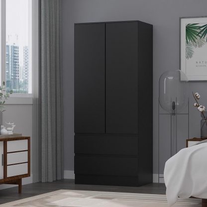 FWStyle Stora 2 Door 2 Drawer Combination Wardrobe - Matt Black - Image 6